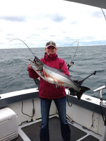 Fishing Steelhead on Lake Michigan near Door County