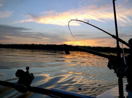 Fishing at Sunset in Door County