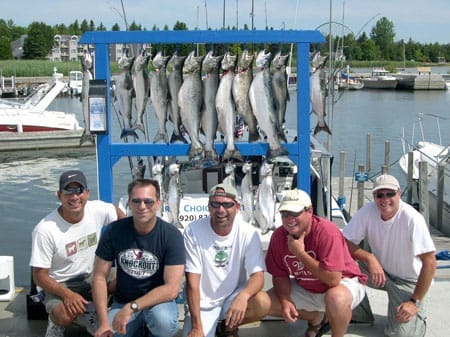 Salmon and Steelhead fish caught on Door County Charter Fishing Trip
