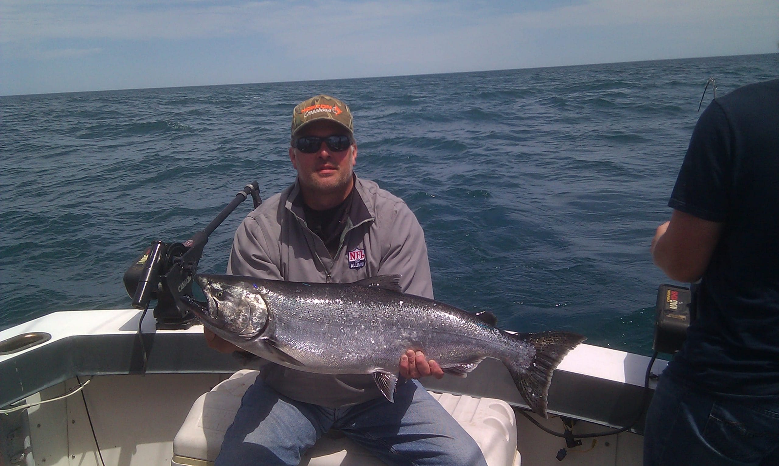Salmon fishing on lake michigan