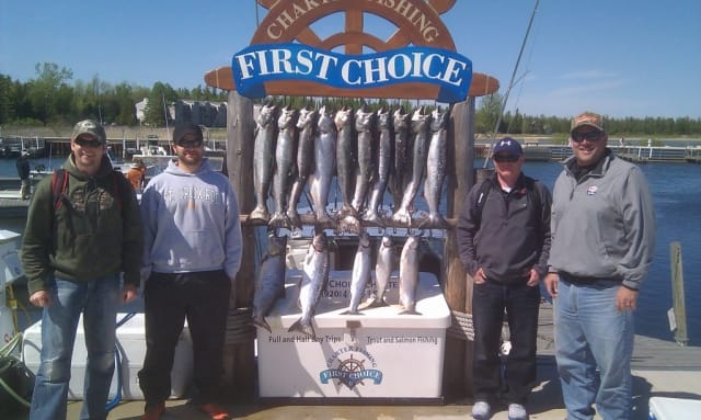 First Choice Charter Fishing trip catches lots of Salmon in Door County