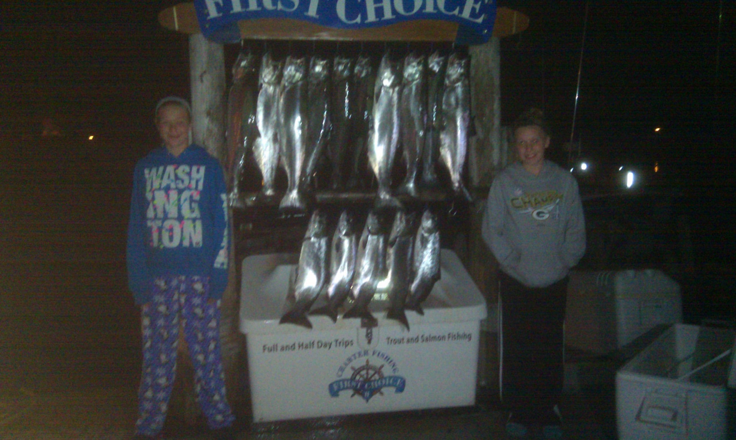 Salmon and Steelhead fish caught during Door County charter fishing trip