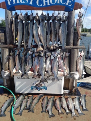 boatloads of salmon and steelhead caught on Door County Fishing Charter