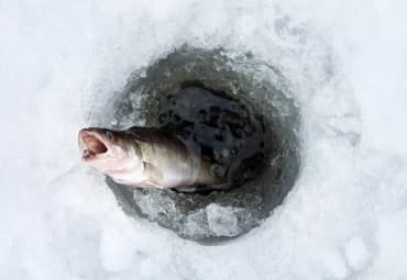 Door County Ice Fishing on Lake Michigan in Wisconsin